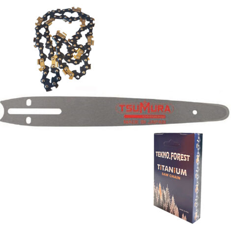 KIT BARRA CARVING MOTOSEGA RICAMBIO 10″ 25cm PASSO 1/4 1,3mm+CATENA TITANIO 60MG