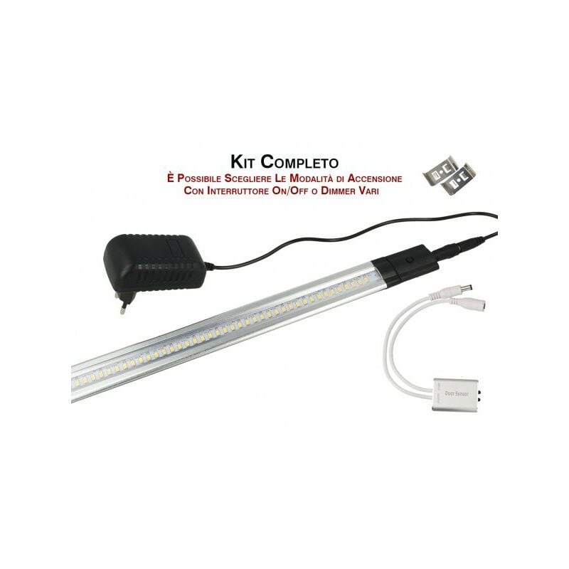 Image of Ledlux - Kit Barra Led Con Sensore Door Apertura Anta 50cm Luce Calda Alimentatore Compreso Per Cucina Sottopensile Mobile ect.
