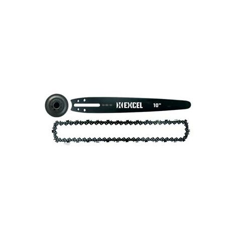 Kit barre de sculpture + chaîne + cloche d'embrayage pour tronçonneuse 25 cm - 25-10" cm - pas 1/4"-050" (1.3 mm)