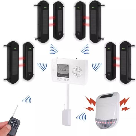 Kit barrières infrarouges solaires sans fil 900m (4 jeux de 1B) – Alarme extérieure solaire +  carillon (DA600+)