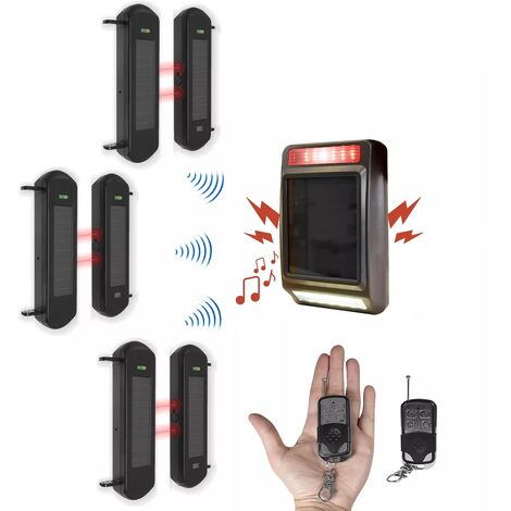 Kit barrières infrarouges solaires sans fil longue distance 900m (3 jeux de 1B) – Alarme extérieure solaire (DA600+)