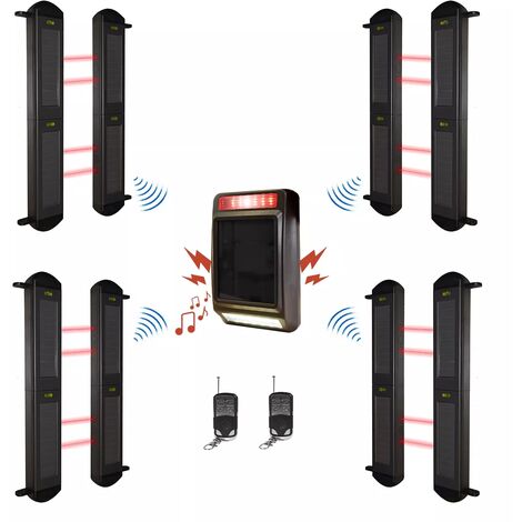 Kit barrières infrarouges solaires sans fil longue distance 900m (4 jeux de 2B) – Alarme extérieure solaire (DA600+)