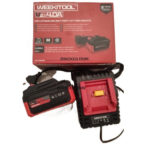 KIT BASE DI RICARICA 220V 65W CON BATTERIA 21V 2.0Ah - 4.0Ah compatibile MAKITA 2.0Ah