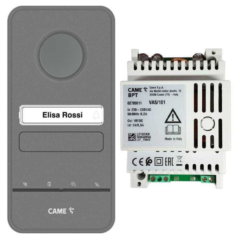 Came - Kit interphone de base Platine de rue grise LHS/A01 X1 + alimentation VAS/101 - 8K40CA-029