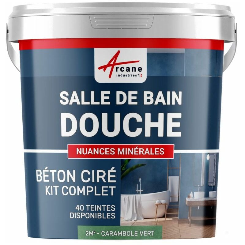 Arcane Industries - beton ciré: Kit betonbeschichtung | kunstharz-beton Badezimmer begehbare Dusche - Wasserdichte Beschichtung - Sternfrucht-Grün