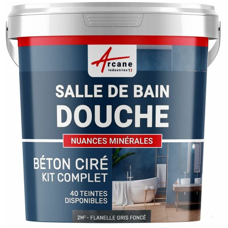 Arcane Industries - beton ciré: Kit betonbeschichtung | kunstharz-beton Badezimmer begehbare Dusche - Wasserdichte Beschichtung - Flanell-Dunkelgrau