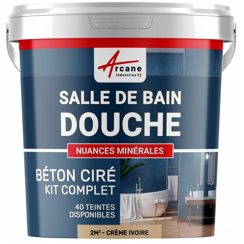 BETON CIRÉ: Kit BETONBESCHICHTUNG | KUNSTHARZ-BETON Badezimmer begehbare Dusche - Wasserdichte Beschichtung - Elfenbein-Creme-Weiß - 2 m²-Kit (2