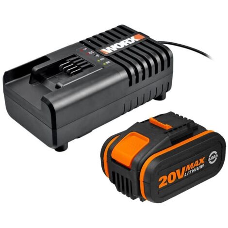 Kit batteria 20V 4.0Ah + caricabatterie rapido WA3604 per utensili Worx PowerShare - Worx