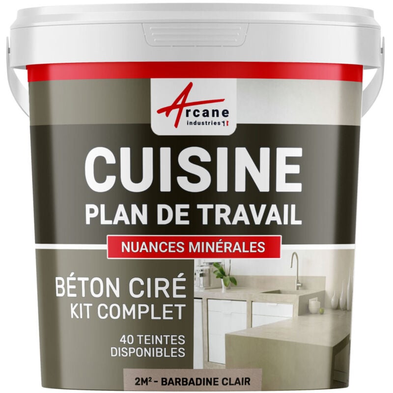 Arcane Industries - Béton ciré cuisine, plan de travail, crédence, évier sol et mur revêtement mural décoratif kit complet - 2 m² (en 2 couches)