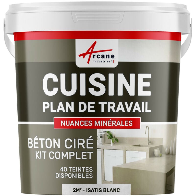 Arcane Industries - Béton ciré cuisine, plan de travail, crédence, évier sol et mur revêtement mural décoratif kit complet - 2 m² (en 2 couches)
