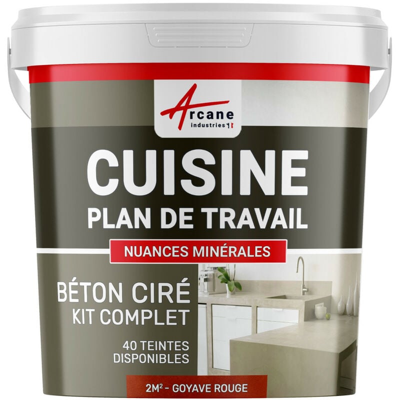 Arcane Industries - Béton ciré cuisine, plan de travail, crédence, évier sol et mur revêtement mural décoratif kit complet - 2 m² (en 2 couches)