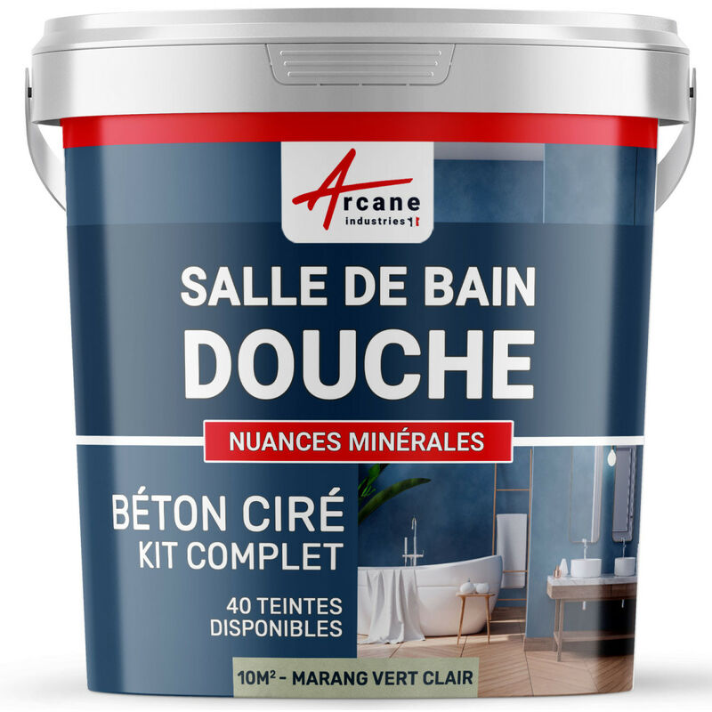 Arcane Industries - Béton ciré salle de bain douche italienne pièce d'eau kit beton cire salle de bains - douche italienne - 10 m² (en 2 couches)