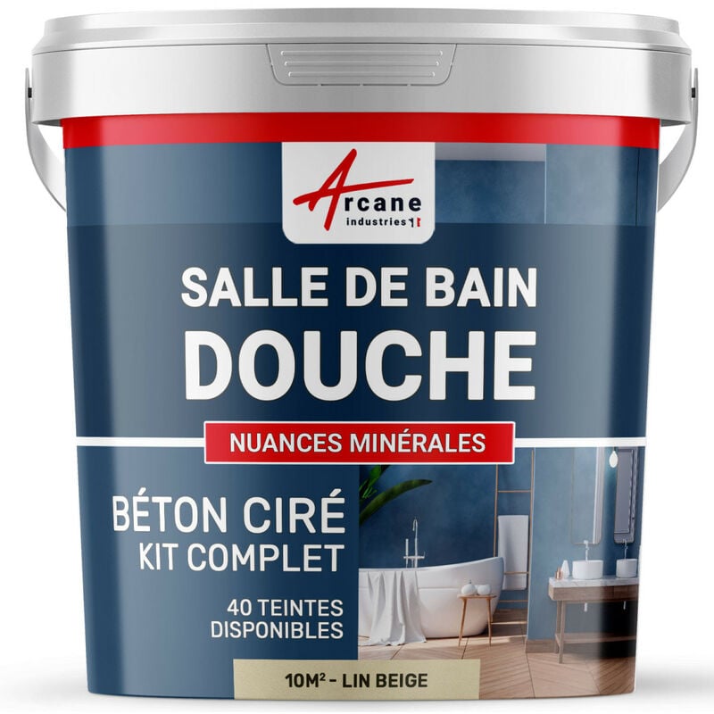 Arcane Industries - Béton ciré salle de bain douche italienne pièce d'eau kit beton cire salle de bains - douche italienne - 10 m² (en 2 couches) Lin