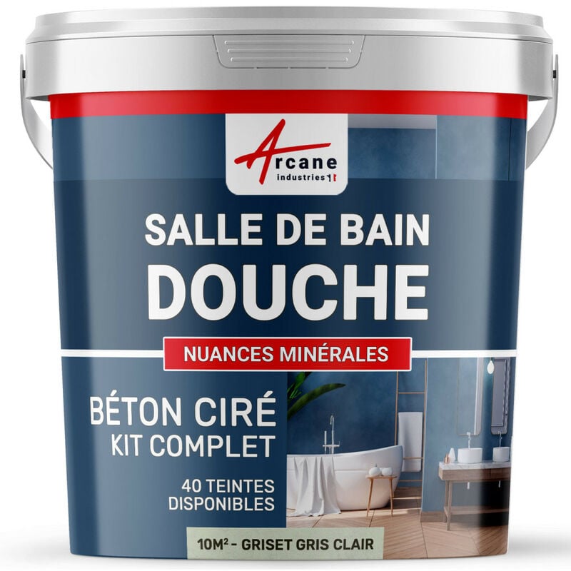 Arcane Industries - Béton ciré salle de bain douche italienne pièce d'eau kit beton cire salle de bains - douche italienne - 10 m² (en 2 couches)