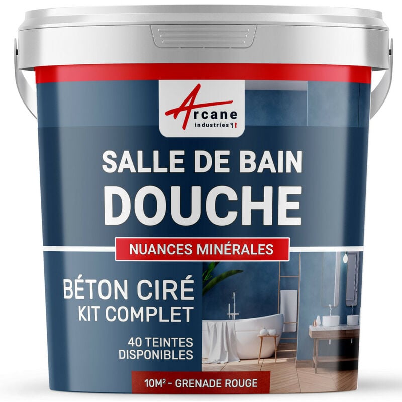 Arcane Industries - Béton ciré salle de bain douche italienne pièce d'eau kit beton cire salle de bains - douche italienne - 10 m² (en 2 couches)