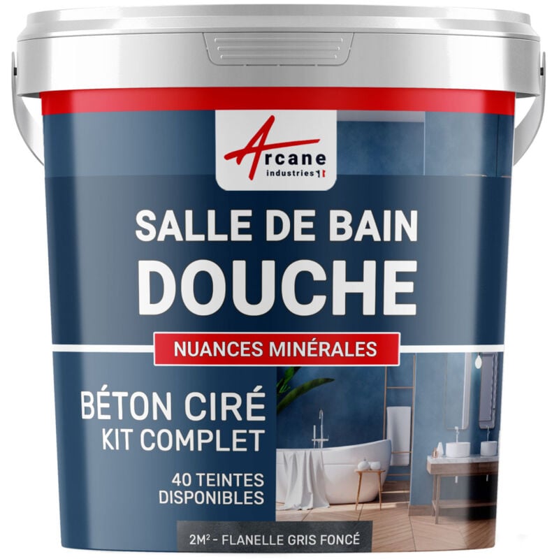 Arcane Industries - Béton ciré salle de bain douche italienne pièce d'eau kit beton cire salle de bains - douche italienne - 2 m² (en 2 couches)