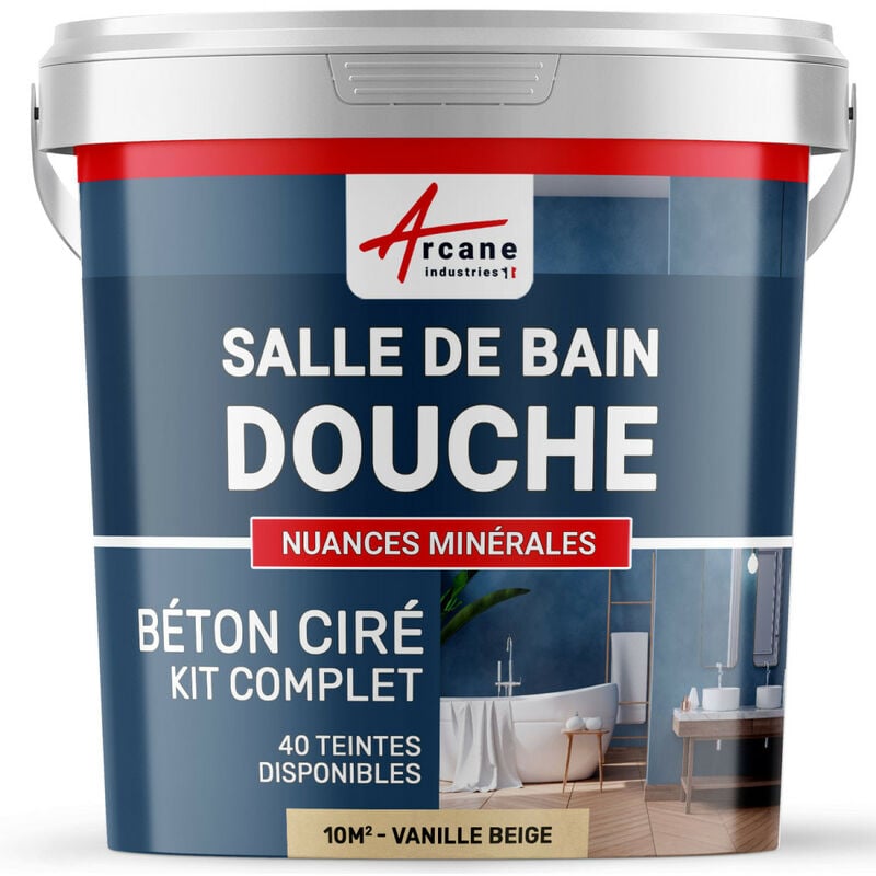 Arcane Industries - Béton ciré salle de bain douche italienne pièce d'eau kit beton cire salle de bains - douche italienne - 10 m² (en 2 couches)