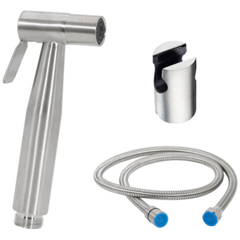 Kit Bidet WC avec Douchette - Pulverisateur Bidet a Main- Pomme de Douche Toilette avec Tuyau + Support en Inox + 2 Joint