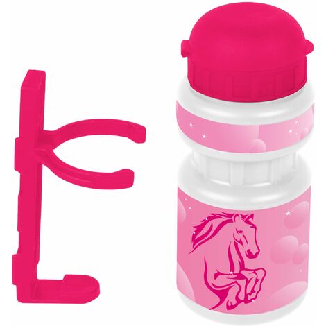 Kit bidon + porte bidon enfant garçon fille rose avec cache poussière 350mL bidon boisson eau capuchon anti-poussières détachable gourde licorne