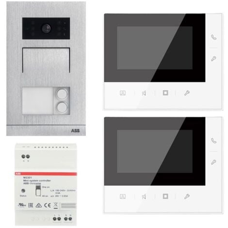 Kit Bifamiliare Videocitofono ABB con Vivavoce 4,3" pulsantiera a parete