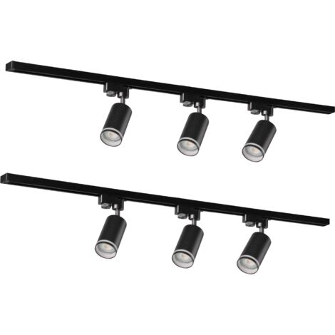 Kit binario PARIS Polux nero 6 faretti GU10 2x1m connettori