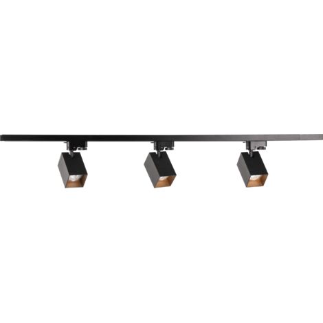 Kit binario Polux Square nero oro 1m 3 faretti GU10