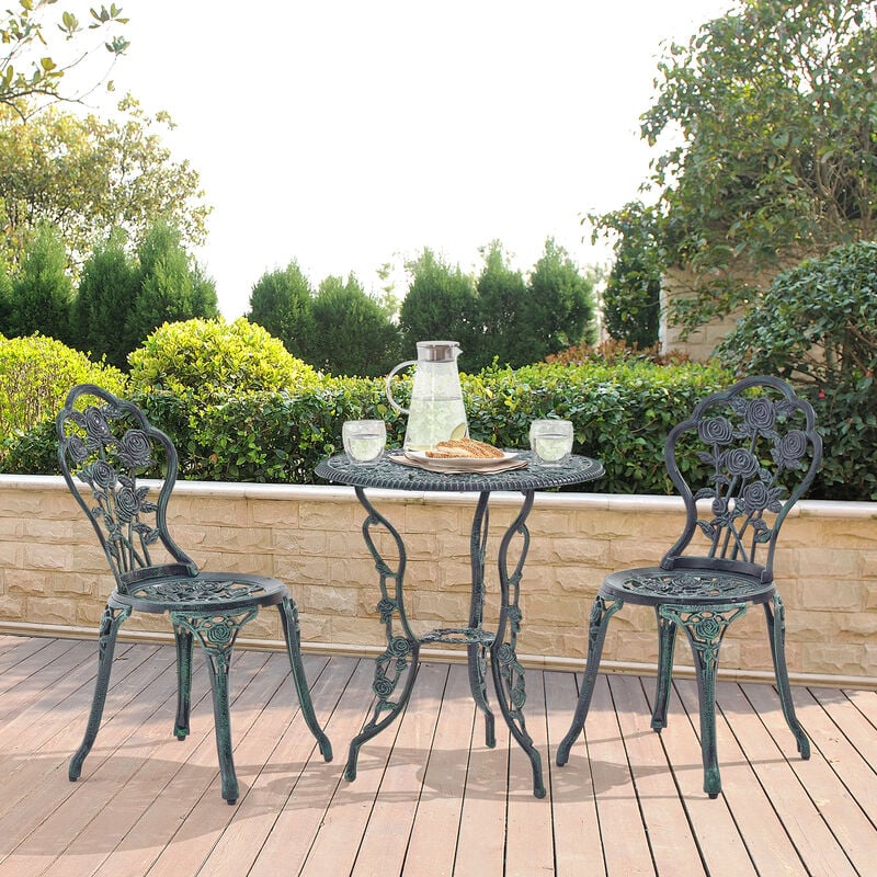 Ensembles extérieurs avec table et 2 chaises conception romantique classique de différentes couleurs taille : Vert