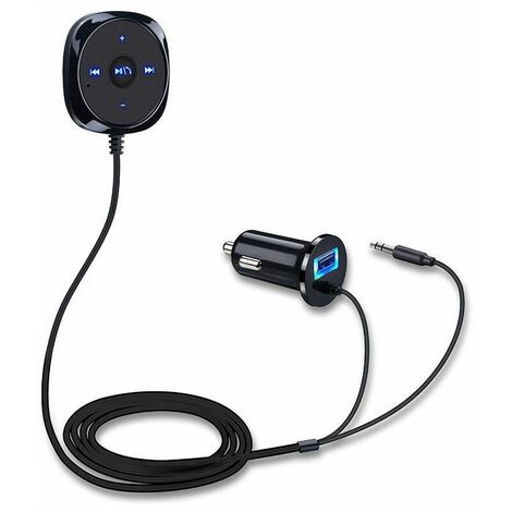 Kit Bluetooth para automóvil Receptor Bluetooth, Adaptador de audio manos libres Bluetooth Micrófono incorporado Clip de ventilación de aire, Cargador de automóvil USB 2.1a Negro1 pieza