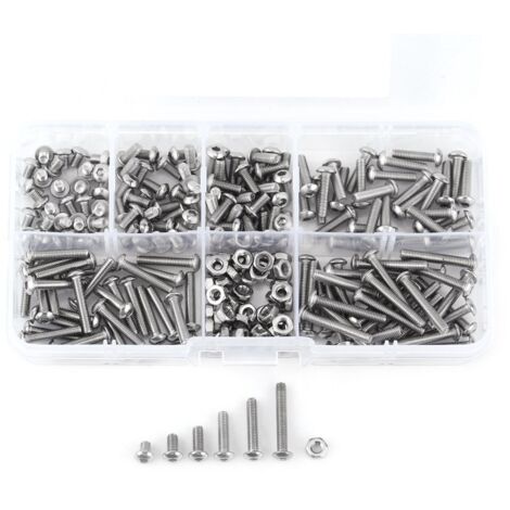 Kit Boite 230pcs Vis Boutons à tête Hexagonale M3 Acier Inoxydable SS304, Boulons & Écrous - Assortiment Fixation Mécanique
