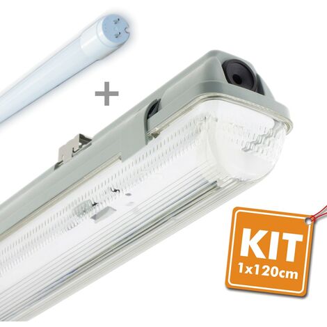 Kit Boitier LED 18W 120cm T8 étanche  + Tube LED