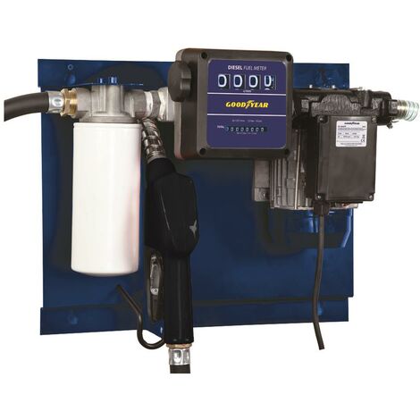 Kit bomba trasvase autoaspirante gasoil con contador, 230V / 50Hz, 2900rpm, 60 l/min, cable 2m, manguera 4m, hierro fundido, pintura anticorrosión, pistola con giro de 360º - Goodyear
