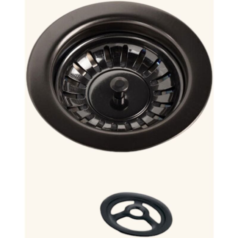 Luisina - Kit bonde + trop plein en inox noir brillant diam 90