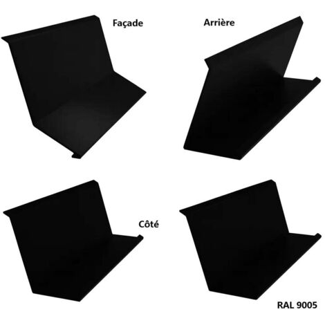 Kit bordures de cheminée acier 1250 x 300 x 200 – Noir mat RAL 9005