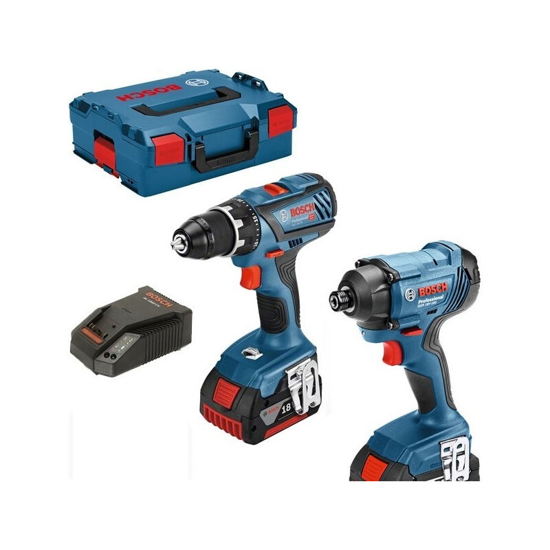 Image of Bosch - Kit Trapano avvitatore gsr 18V-28 + Avvitatore a impulsi gdr 18V-160 + 2 batterie 4,0 Ah - l 06019G5107 cod013