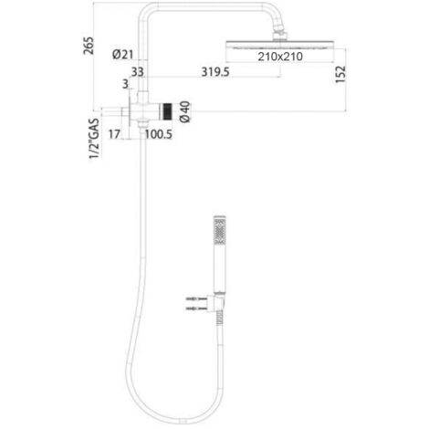 KIT BRACCIO DOCCIA CON SOFFIONE E DOCCETTA CUBE RENOVATION Misura: Cromo