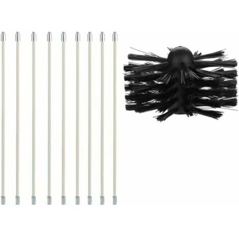 Kit Brosse de Cheminée, Outil Nettoyage pour Cheminées Brosse Kit de Ramonage Ccontient 9 (40cm Tiges Flexibles et 1 (100mm) Tête de kit de ramonage du Poêle à Granulés pour Poêle à Pellet