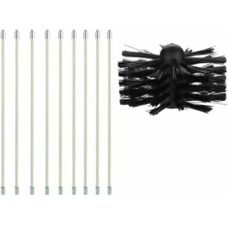 Kit Brosse de Cheminée, Outil Nettoyage pour Cheminées Brosse Kit de Ramonage Ccontient 9 (40cm Tiges Flexibles et 1 (100mm) Tête de kit de ramonage du Poêle à Granulés pour Poêle à Pellet