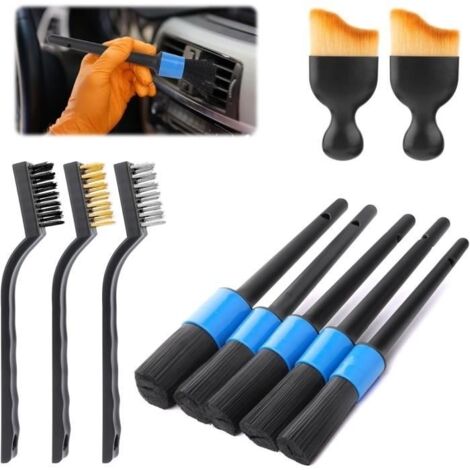 Kit Brosse Nettoyage Voiture,Brosse Jante Voiture, Pinceau Detailing Auto, Detailing Auto Brosse à Poils,élimine Efficacement Taches
