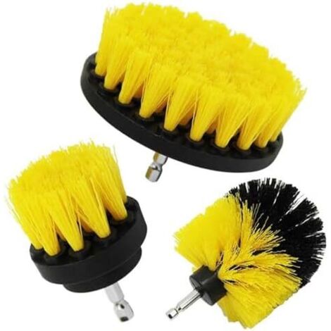 Kit Brosse Perceuse Électrique 3 Pièces de Nettoyage pour Jantes, Carrelage, Tapis, Baignoire, Cuisine, Toilettes et Sol -