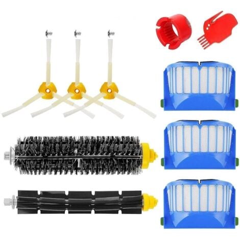 TOOLIVE Kit brosse pour Roomba série 600 - Kit de 10 pièces accessoires (Brosses Latérale, filtres, brosse de Cerda et etc..) pour aspirateur robot