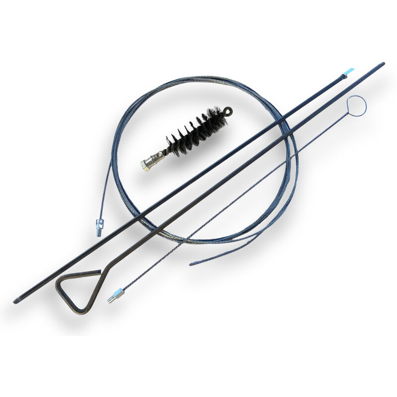 Kibros - Kit Brosse à tube pro acier ø 40 mm 1 tringle rigide 100 cm + rallonge 100 cm + 1 tringle flexible 80 cm + 1 furet cable 7 mètres Raccord