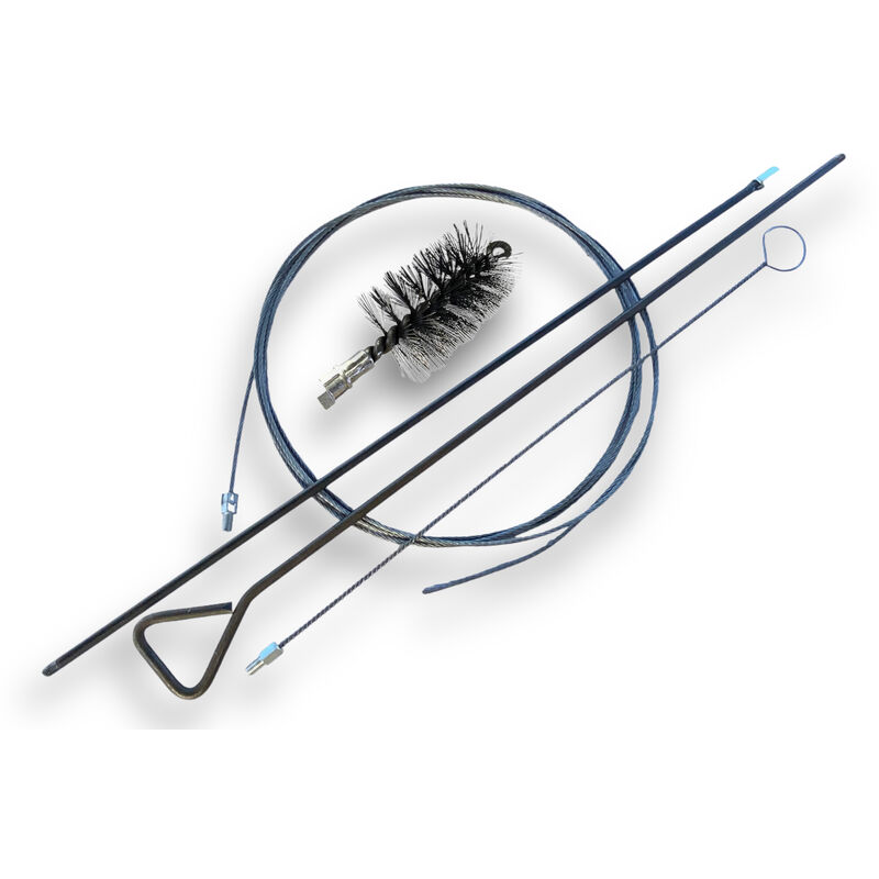 Kit Brosse à tube PRO ACIER Ø 70 mm 1 tringle rigide 100 cm + rallonge 100 cm + 1 tringle flexible 80 cm + 1 furet cable 7 mètres Raccord M12175