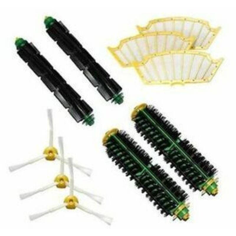 Kit brosses centrales compatibles pour iRobot Roomba + 3 filtres + 3 brosses latérales à 3 bras Série 500 510 520 521 530 THSINDE