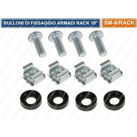 KIT BULLONI DI FISSAGGIO PANNELLI ATTREZZATURE PER ARMADI RACK 19" SET 4 PEZZI