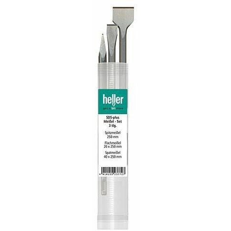 Kit burin HELLER 3 pieces avec SDS-PLUS pointu, plat et a lame
