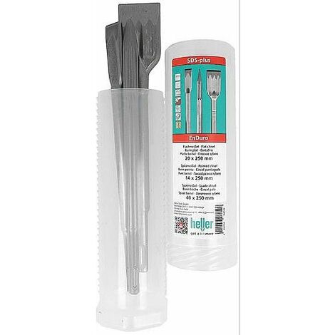 Kit Burins HELLER ENDURO auto-affutant SDS-Plus 3 pieces Burin pointu/plat et beche