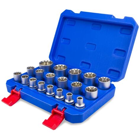 Kit Bussole/Boccole impronta poligonale 19 pezzi 3/8 - 1/2 cromo vanadio
