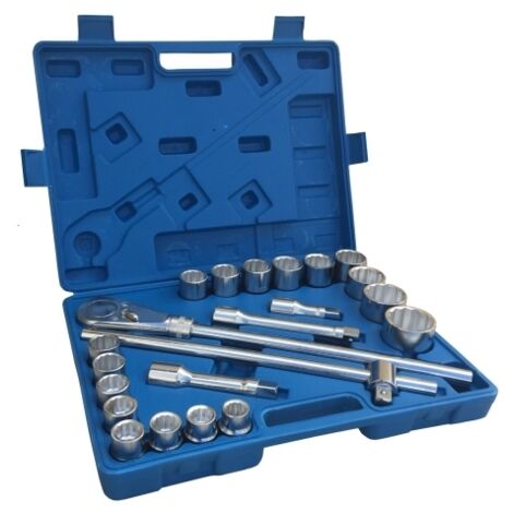 Kit Bussole/Boccole poligonali 22 pezzi 3/4 cromo vanadio con chiave a cricchetto e barra a T portabussole Mod. B