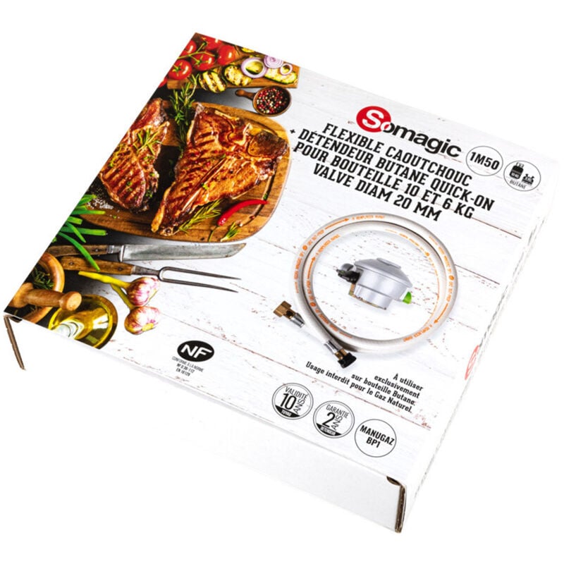 Kit butane Flexible embouts à visser + détendeur à clipser Quick-on