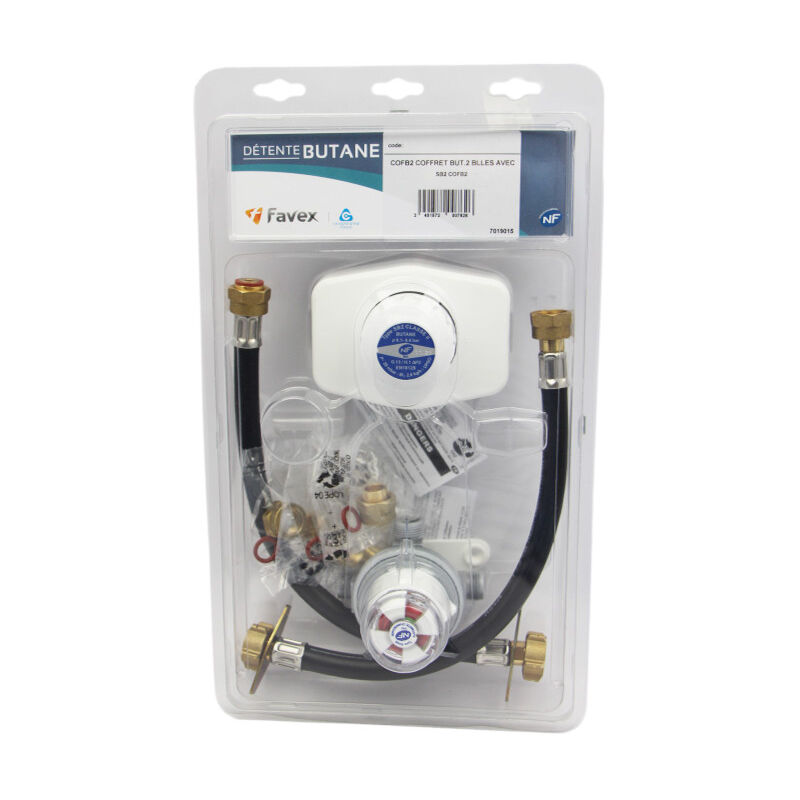 Coffret bi-bouteilles butane cofb2 detendeur sb2 + 2 lyres Favex 7019015